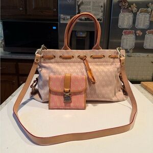 DB Pink Monogram Canvas Leather Tassel Tote Shoulderbag Crossbody, Wallet